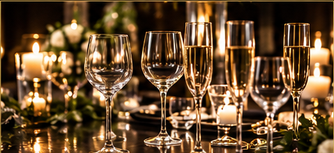 Rows of glassware ready for an event